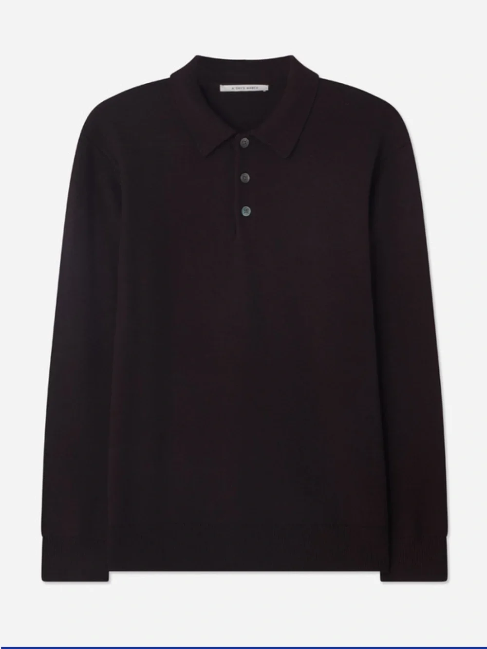 A DAY’S MARCH Avoch Merino Wool Polo Men's Sweater in Dark Brown. Size M